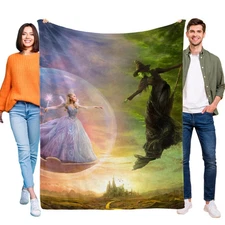Disney Wicked For Good Fleece Bed Blanket Gift For Friends, Kids V2