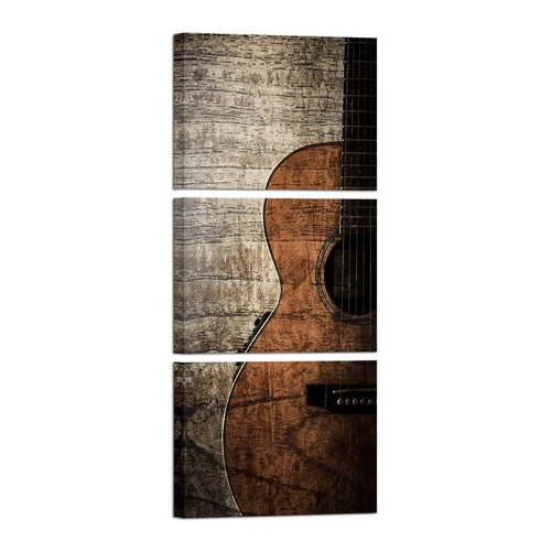 3 Piece Guitar Canvas Wall Art Music Wall Decor Guitar Picture Painting Vinta...