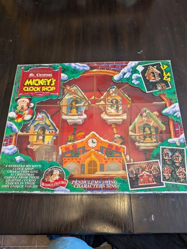 DE COLECCIÓN Mr. Christmas Holiday Innovation 1993 MICKEY'S CLOCK SHOP 1993 Caja abierta