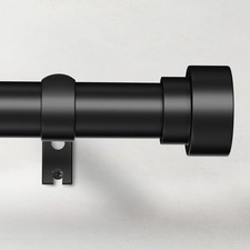 Curtain Rods for Windows 66 to 120, 1 Inch Adjustable Black Curtain Rod, Heav...