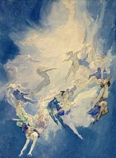 NORMAN LINDSAY THE FALL OF ANGELS ILLUSTRATION ART GICLEE PRINT FINE CANVAS