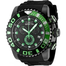 Invicta Men's Watch Sea Hunter Chronograph Black Dial Silicone Strap 48985