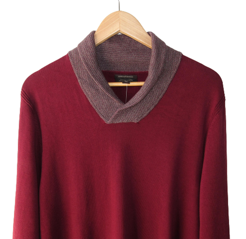 Pullover Tasso Elba Größe L 100% Supima Baumwolle Kragen Burgund - Bild 2 von 6