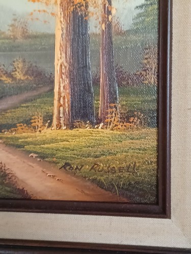 Wasserfall und Berg von "RON RUSSELL" ÖL AUF VANVAS 18" MAL 22" - Bild 9 von 9