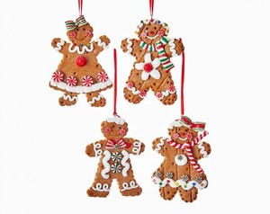 Gingerbread-Cookies-Boy-and-Girl-Christmas-Holiday-Ornaments-Set-of-4-Claydough