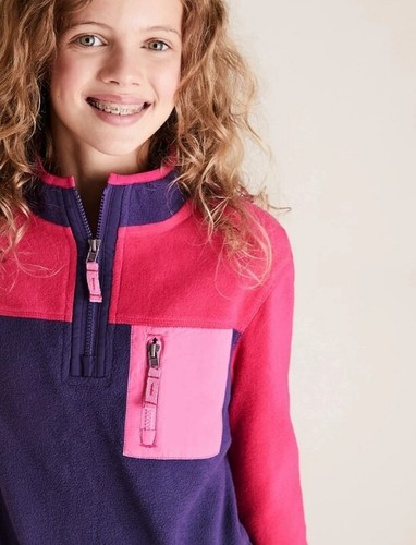 New Kids Girls Colour Block Fleece Cardigan Size 13-14 Years / M*S - Picture 3 of 5