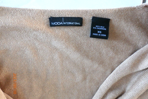 Victoria Secret Moda International Sweater Silk Cashmere Brown XS Belted F692 - Picture 6 of 8