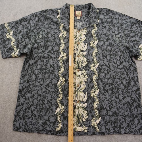 Tommy Bahama Shirt Mens 2XL XXL Gray Button Up Floral Short Sleeve Silk - Picture 7 of 11