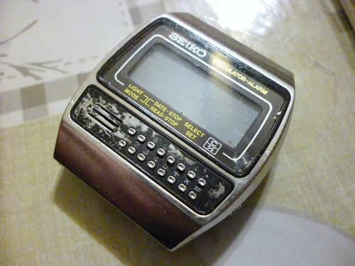 Seiko Calculator Alarm men´s wristwatch Japan C359A to restore or parts Vintage