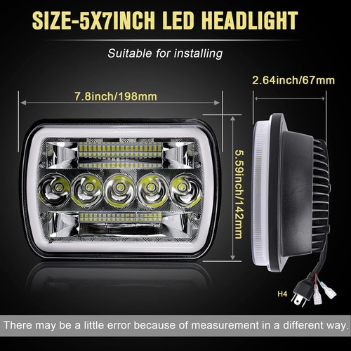 Pair 5x7" 7x6" LED Headlights HI/LO H6054 For Dodge D150 D250 D350 W150 Ram 50 - Picture 2 of 23