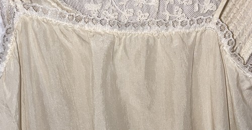 Vintage silk slip dress wedding Ivory Edwardian Style Lace lingerie SZ m - Picture 8 of 24