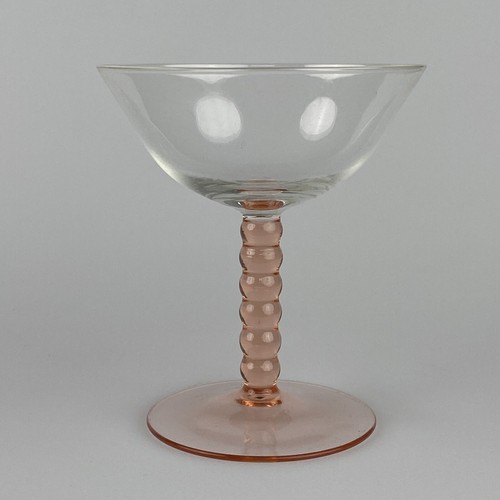 2 - Vintage Mid Century Stil Klar und Rosa Boden Klar Top Cordial Weinglas - Bild 5 von 9