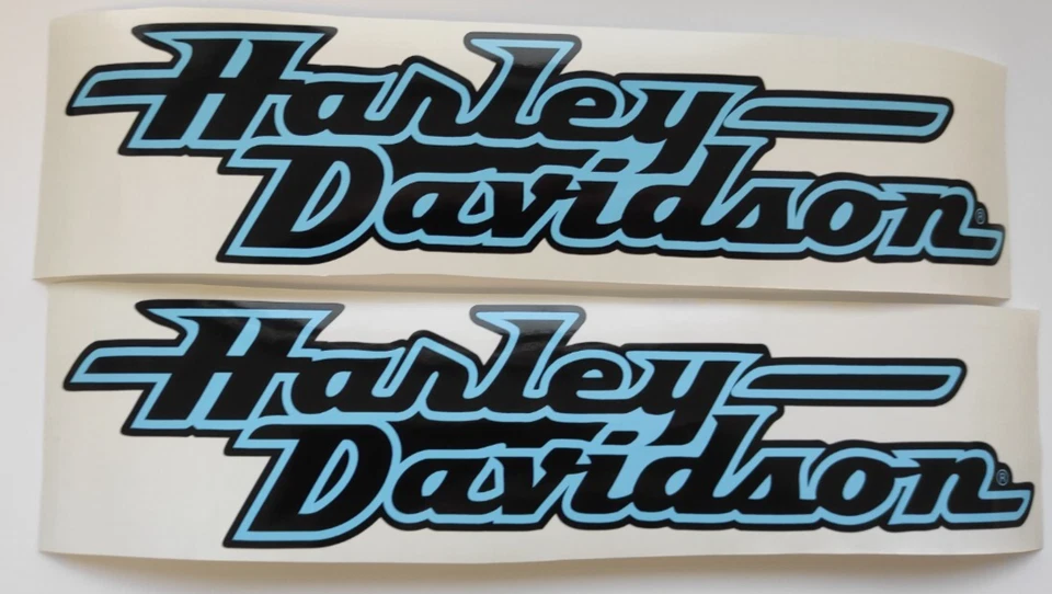 Harley Davidson Azul Negro Tanque Gas Calcomanía 2x Kit Pegatinas 10x2,4" in; 25,4x6 cm Foto 4 de 4