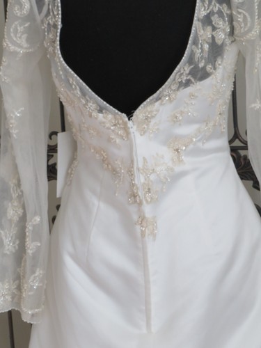 P164 DESIGNER 3122 SZ 10 BEADED LACE $1199 ZIP FORMAL WEDDING DRESS GOWN - Picture 12 of 12