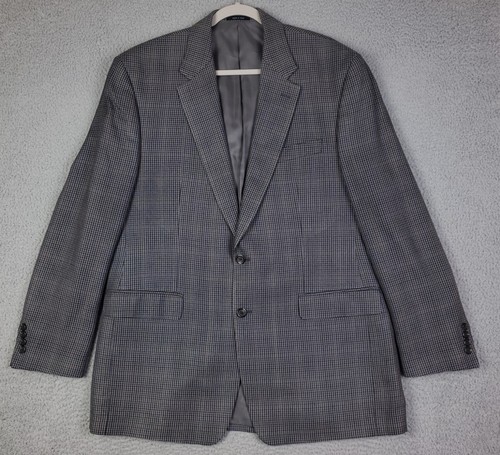 Chaps 100% Silk Sport Coat 2 Btn. Vented Multicolor Houndstooth Checked Size 44L