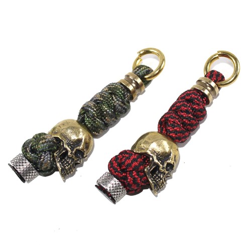 2 PACK Paracord Knife Lanyard With Brass Skull Bead Tactical Lanyards Keychains - Picture 1 of 12