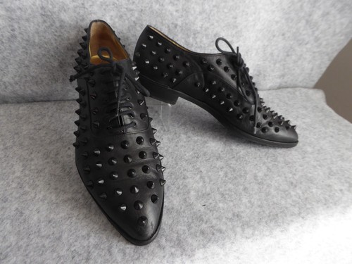 Roberto BOTTICELLI Derby derbies tout CUIR noir clouté T 398 très bon état - Picture 9 of 12