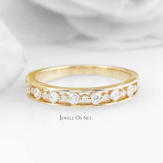 0.23 Ct Genuine Diamond Pave Wedding Mens Band Ring 10K Yellow Gold