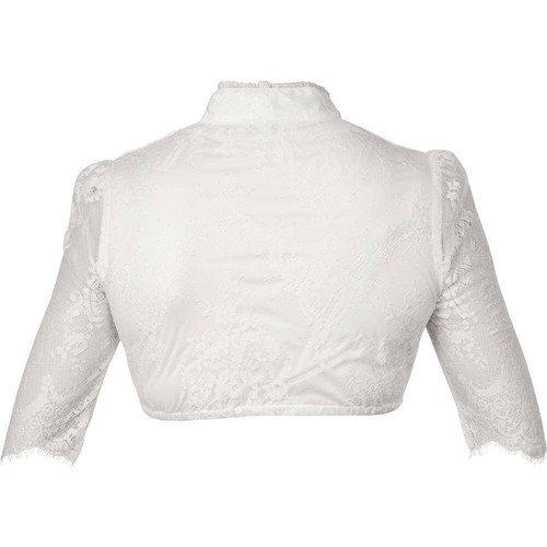 Dirndlbluse Nia-Christina Marjo Tracht halbarm Schalkragen raffbar Spitzenärmel - Bild 2 von 4