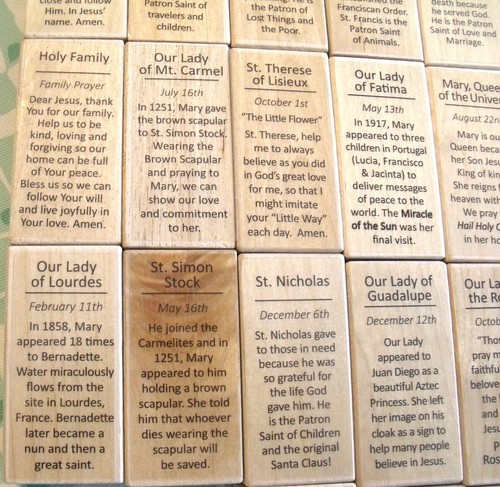 New 21 Catholic Children Wood Blocks Teaching Faith Saints Mary Jesus Religious - Picture 17 of 19