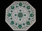 12" Marble Side Table Top Malachite Inlay Handmade Work Home Decor