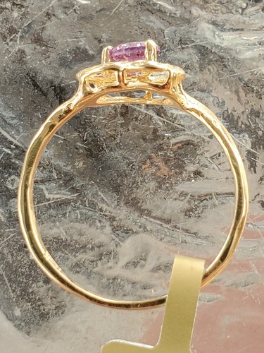Alexandrite Labcreated Round Cut Heart Shaped Ring 10kt Solid Yellow Gold - Picture 12 of 12