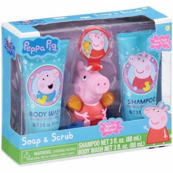 Peppa Pig Shampoo Soap & Scrub Gift 4pc Bath Set Kids Body Wash for
