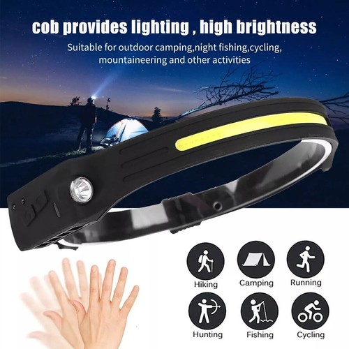 4X 100000LM LED COB Head Torch USB Rechargeable Headlamp Motion Sensor Headlight - Picture 5 of 11