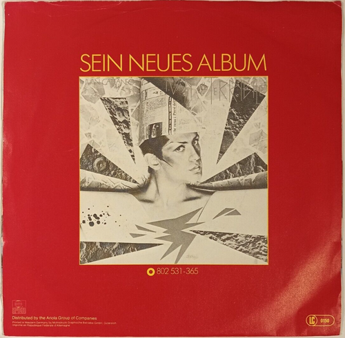 IVAN CATTANEO - TORO! TORERO! / PARADISO-NOIA - 1982 GERMAN 7" SINGLE PS - Picture 2 of 4