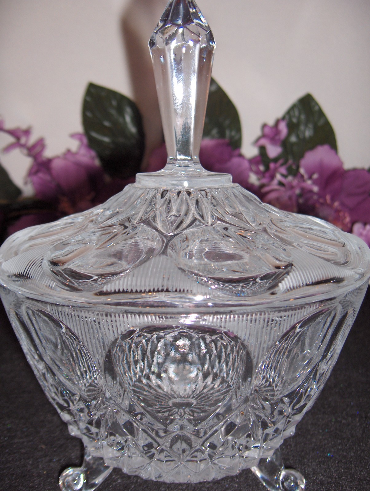 Rare EAPG Vintage "Giant Bullseye" Vase Glass Candy Dish W/Lid - Picture 11 of 12