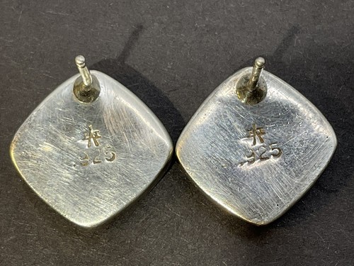 Orecchini Vintage Navajo First American Traders Argento 925 Intarsio Multi Pietre - Foto 4 di 5