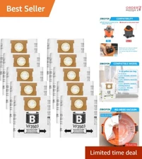 10 Pack Ridgid Vacuum Bags, Size B - 2-Ply Filtration for 5-10 Gallon Vacs