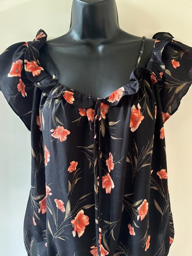 Sienna Sky Off The Shoulder Crop Top Women's Size Large - Black Pink Floral - Picture 2 of 5