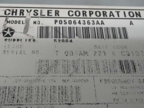 P05064363AA IMPIANTO AUDIO / RADIO CD / 963687 PER CHRYSLER JEEP GR.CHEROKEE WH - Foto 3 di 10