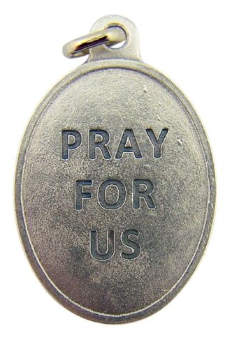 Saint St Francis Pendant 1 1/2 Inch Red Enamel Silver Toned Base Medal - Picture 2 of 2