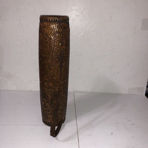 Antique Large Bhutanese Woven Yula Ara Palang Bamboo Container 14”X 4” 1880's - Picture 15 of 15
