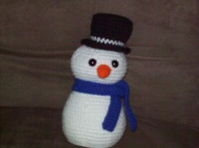 Crochet 8 in Snowman doll animal toy handmade