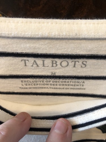 NWT Talbots Womens Top MT-Shirt Long Sleeve Striped Tee Embroidered Holly Xmas - Bild 3 von 5