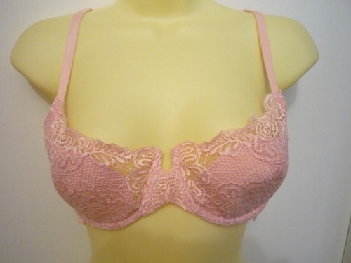 VICTORIA'S SECRET VERY SEXY BRA-SZ 38C--LACEY - PINK-- UNDERWIRE-2 HOOKS