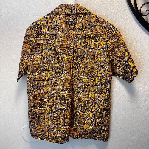 vtg 1950s Penney’s Top Flight Loop Collar Hawaiian Shirt Bold Tribal Geometric - Picture 9 of 12