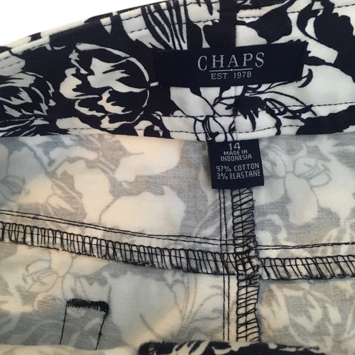 Chaps Preppy Skirt Women Size 14 Coastal White Navy Blue Floral Nautical Summer - Picture 7 of 12