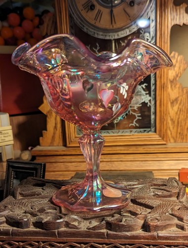 Vintage Fenton 1992 Kunstglas SIGNIERT handbemalt Blumensockel Bonboniere - Bild 2 von 15