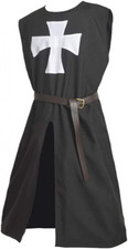 BLESSUME Knight Tunic Black Medieval Templar With Belt