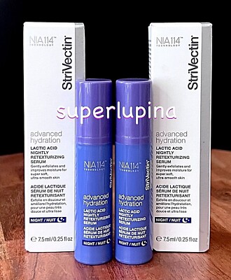 2x Strivectin Advanced Hydration Lactic Acid Nightly Serum Deluxe Sample 0.25 oz