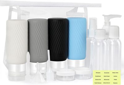 MoKo Reiseflaschen zum Befüllen 100 ml, 15-tlg. Silikon Reise-Flaschen-Set