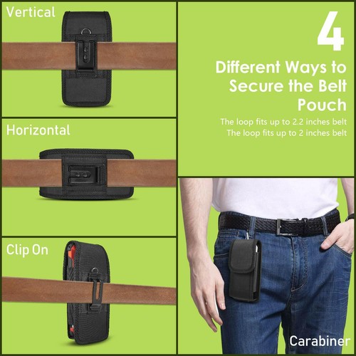 For IPhone 13 / 13 Pro 6.1 Rugged Nylon Holster Pouch Clip Fit w/ Otterbox Case - Picture 5 of 5