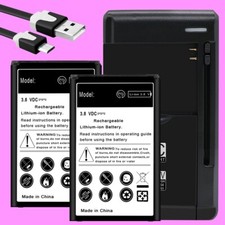 Long Endurance 2x 3970mAh Battery Extra Charger Cable for LG Premier LTE L61AL