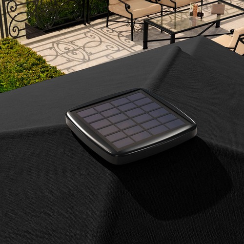 Sombrilla 300x300cm Negro Semáforo LED Solar Soporte Funda Caja de Música - Imagen 5 de 12