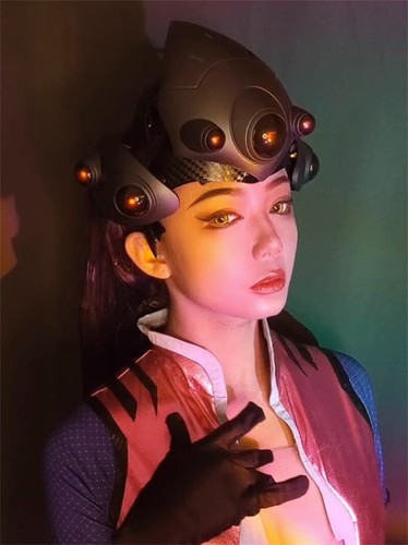 Overwatch Widowmaker Cosplay Halloween Mask Accessory Party prop LED Helmet Gift - Picture 4 of 11