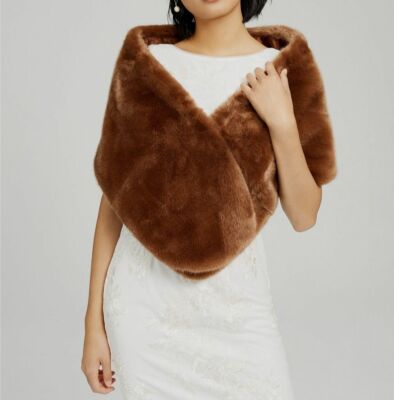 Faux-Fur Wrap Shawl OS ...